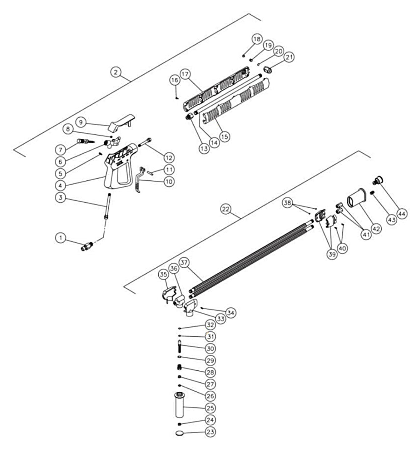 HHD-1002-0E1G Gun/Wand/Hose Assembly Parts By MiTM