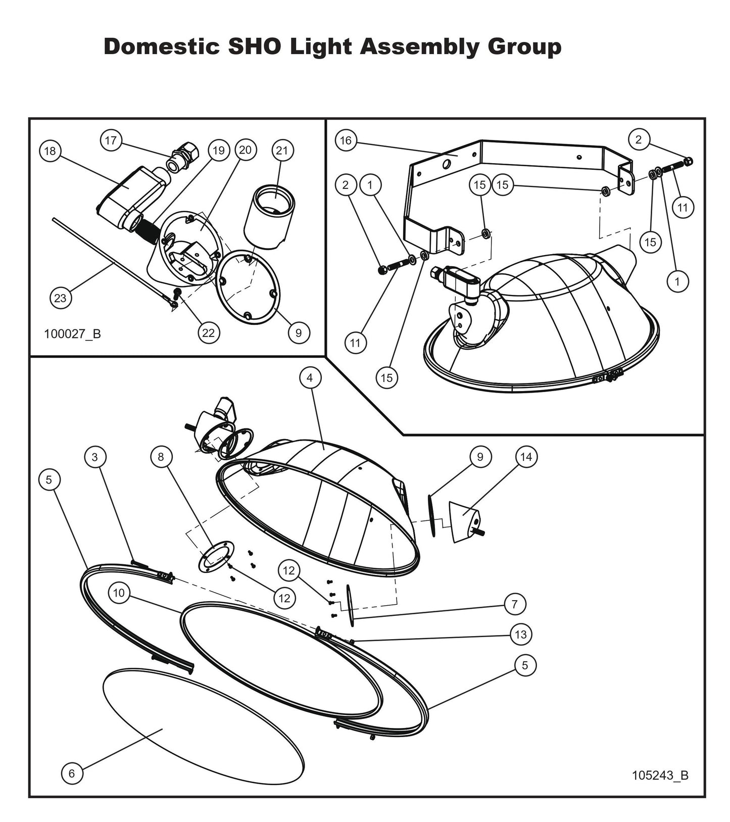 Domestic SHO Light Assembly Group Parts By Allmand