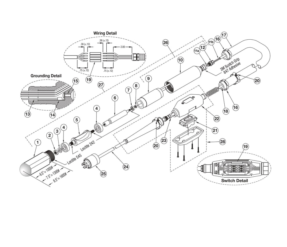 Drawing and Parts list for 1000 By Wyco
