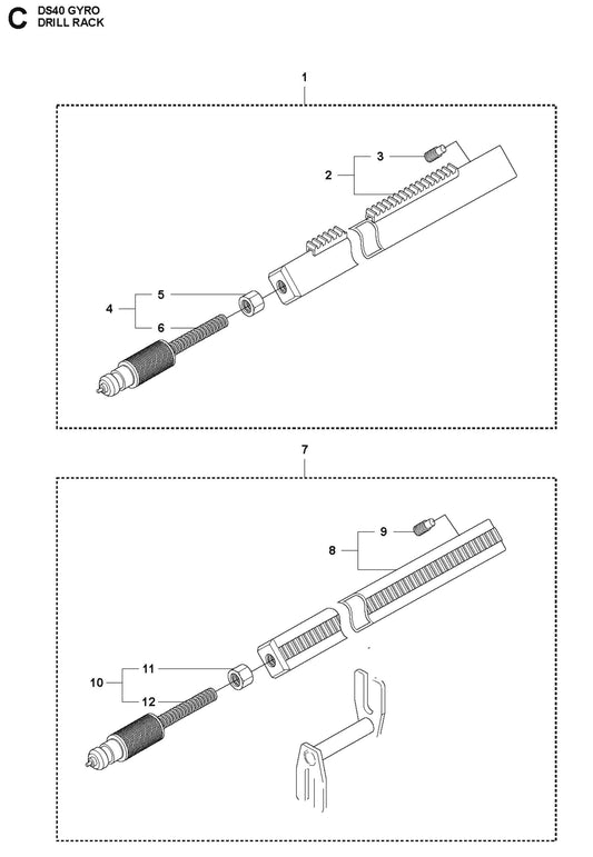 Drill Rack Parts for DS 40 Gyro By Husqvarna