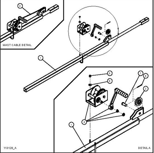 PORT-A-LITE Dual Lamp LED Outer Mast Assembly Group parts by allmand