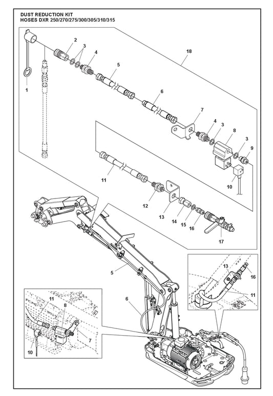 Dust Reduction Kit Parts for DXR 275 By Husqvarna