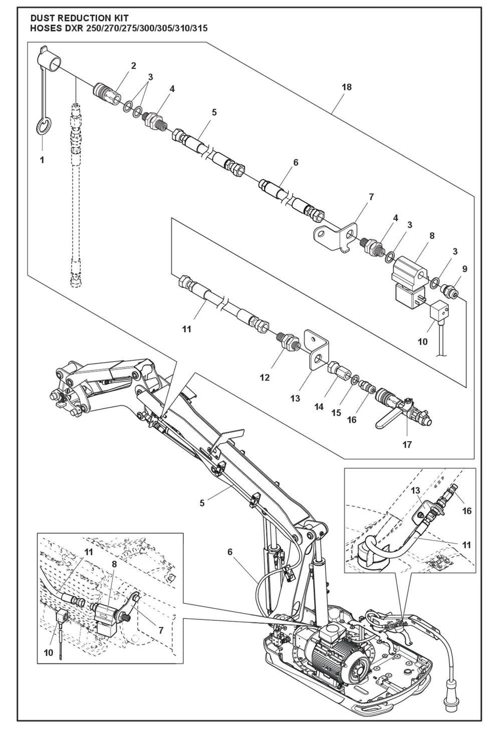 Dust Reduction Kit Parts for DXR 250 By Husqvarna