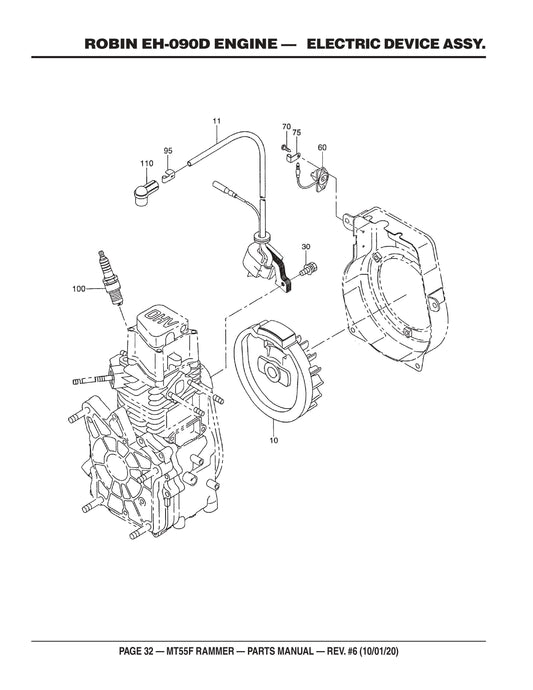 MT55F Robin EH-090D Engine Electric Device Assembly Parts