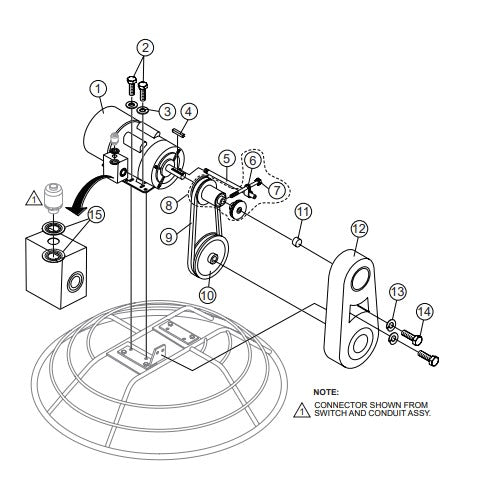 Electric Motor Assembly Parts for J36E2 Trowels with Serial LEO118040 and Above by Multiquip whiteman