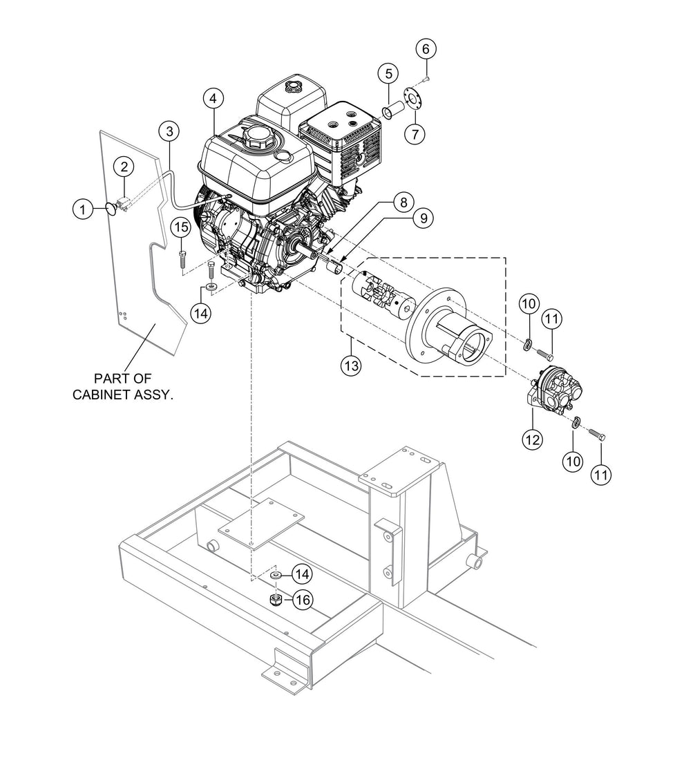 Engine Assembly Parts- EM120 Hydraulic Plaster and Motor Mixer