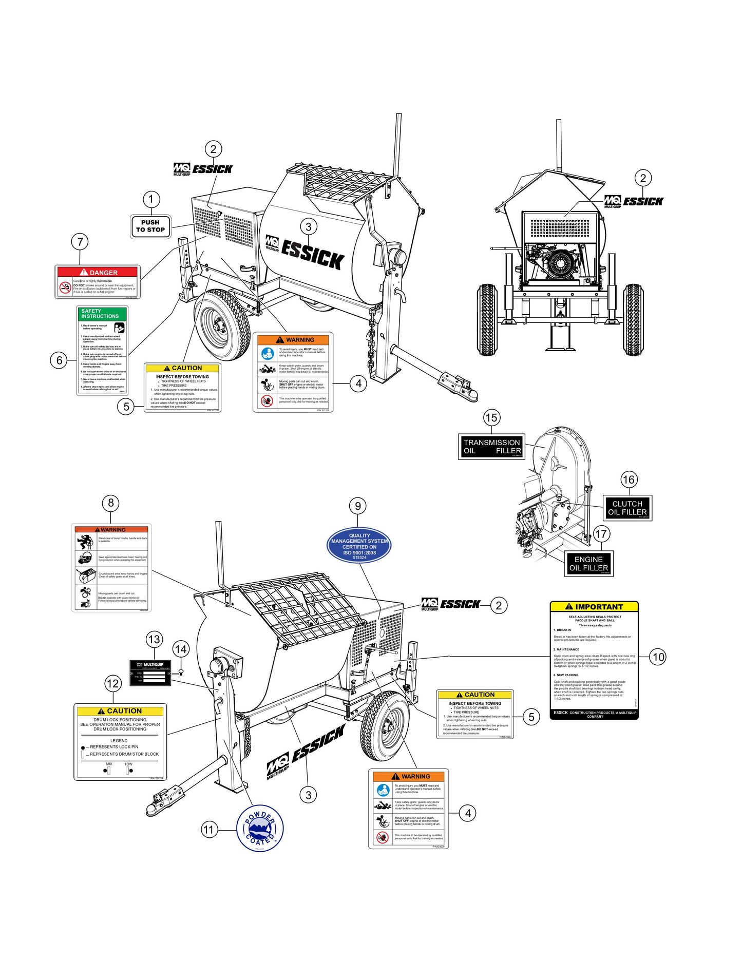 Nameplate And Decals Assembly Parts- EM12M, EM12ME51, EM12ME53 Mechanical Drive by Plaster and Motar Mixer