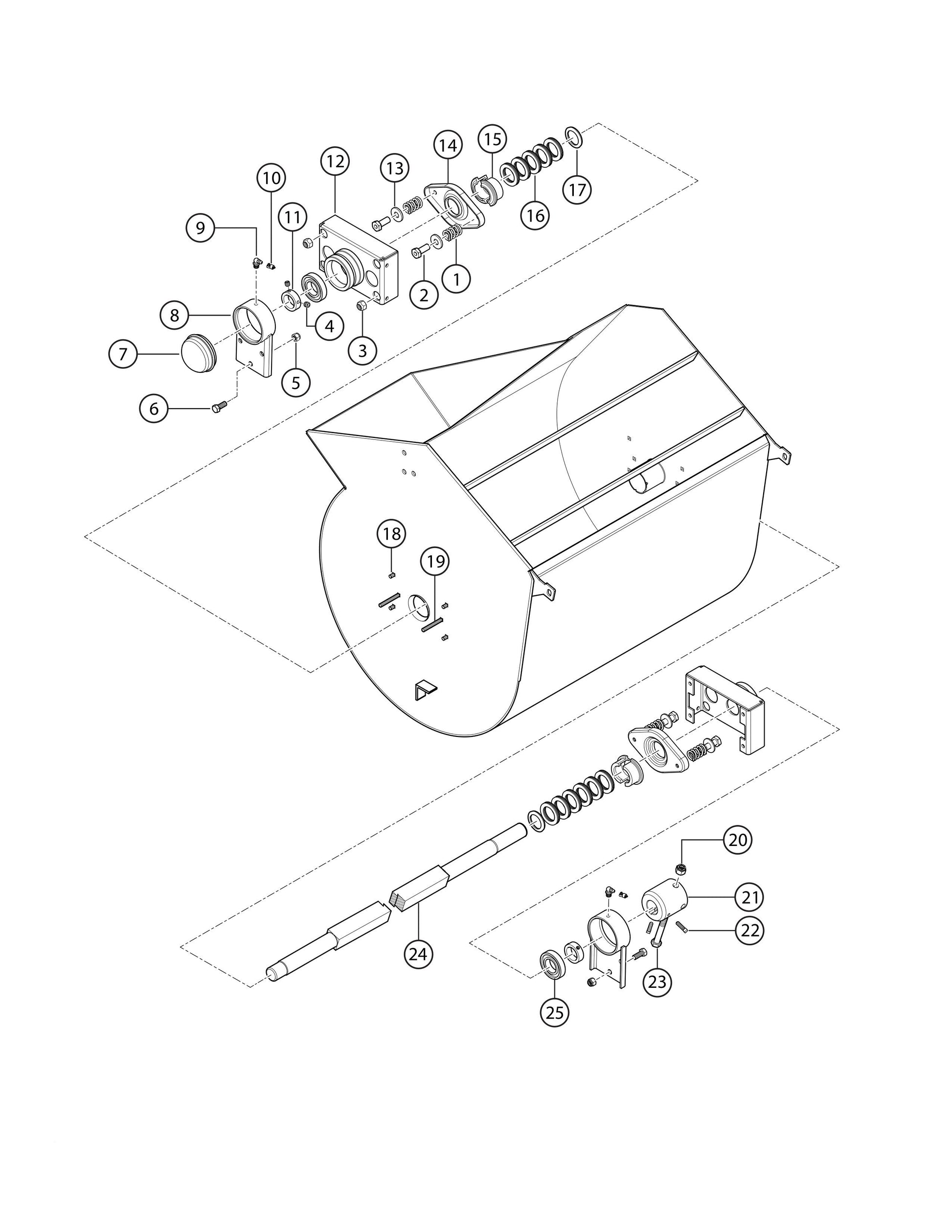 Paddle Shaft Assembly Parts- EM12M, EM12ME51, EM12ME53 Mechanical Drive by Plaster and Motar Mixer