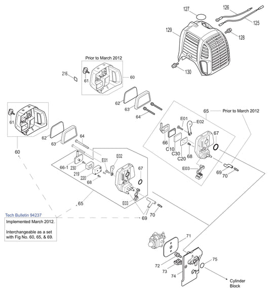 EM2650UH Insulator, Cleaner Base, Engine Cover Assembly Parts