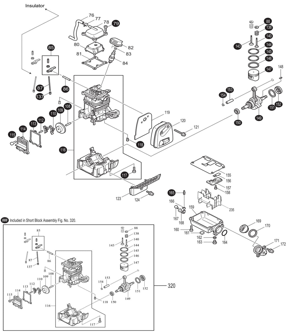 EM2650UH Cylinder, Muffler Assembly Parts