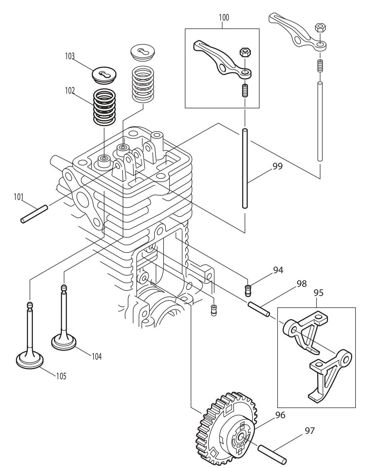 EM4251, EM4251CA Cylinder Head and Valve Assembly Parts