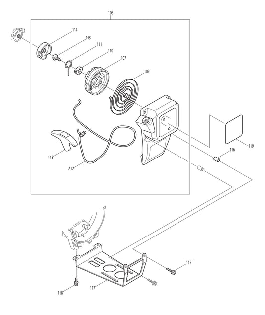 EM4251, EM4251CA Starter Cover Assembly Parts