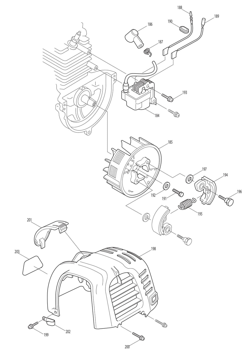EM4251, EM4251CA Clutch, Ignition and Cylinder Cover Assembly Parts