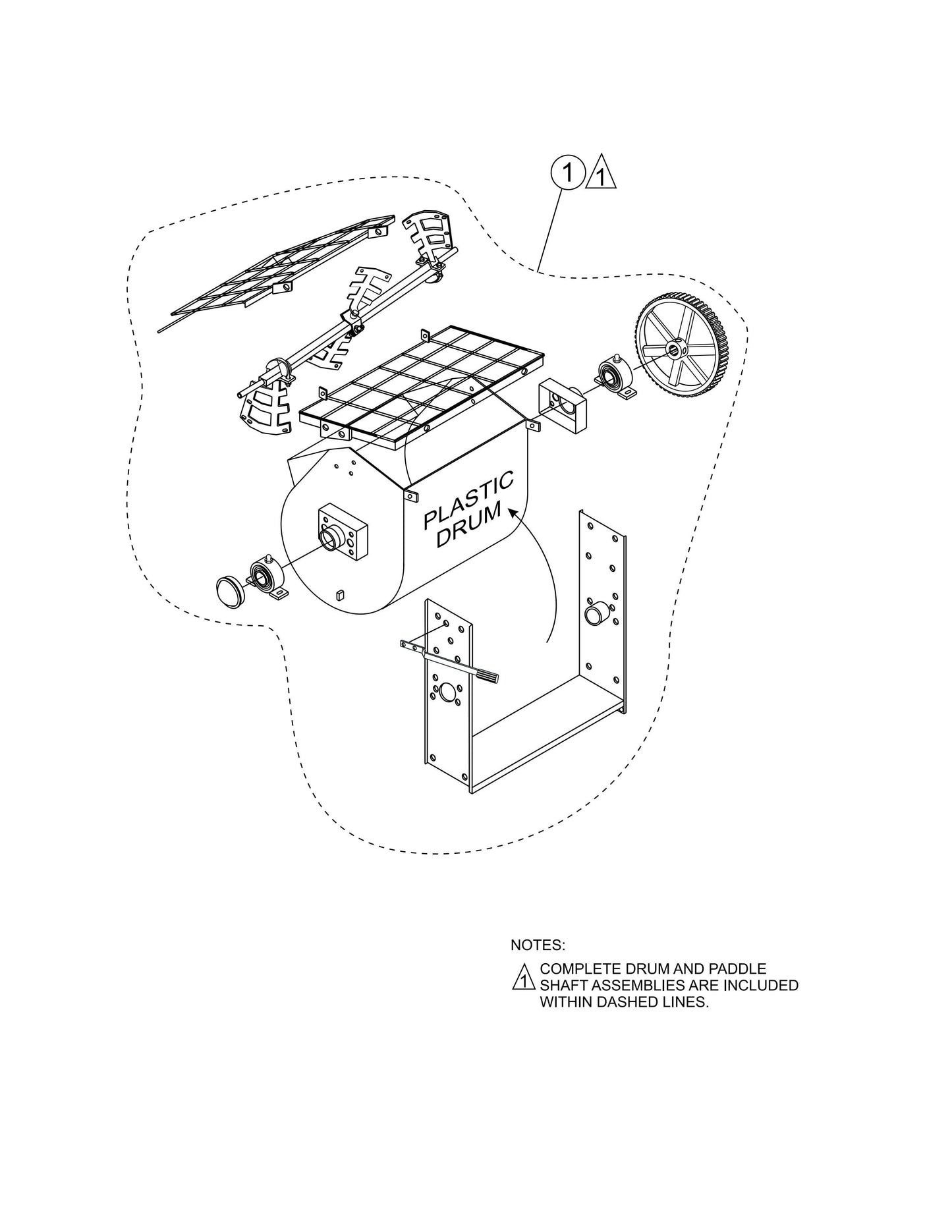 Pastic Drum And Paddle Shaft Complete Assembly Parts- EM70S (Steel), EM70P (Plastic) Plaster And Motor Mixer