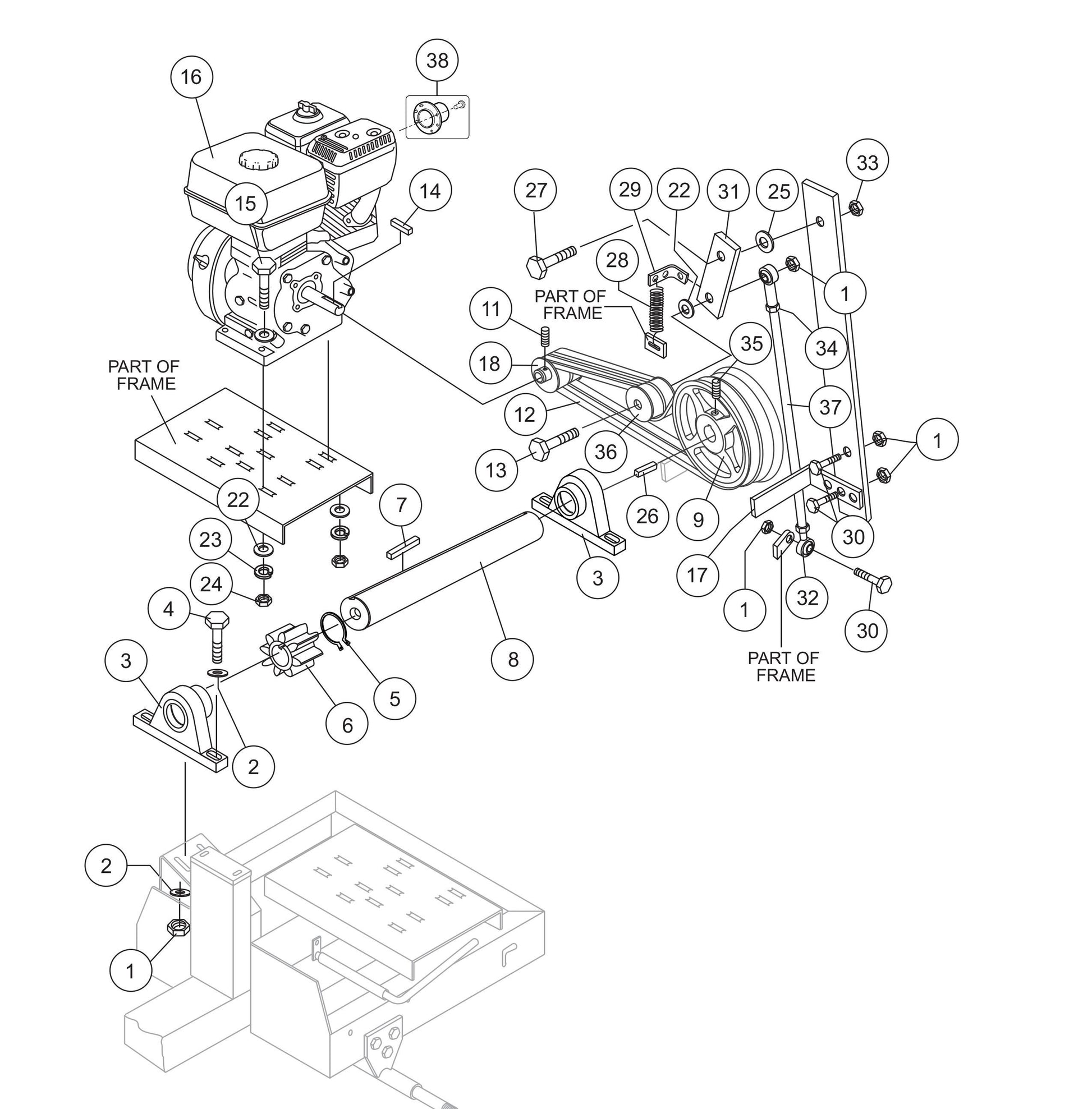 Engine Assembly Parts- EM70SLF Plaster And Motor Mixer