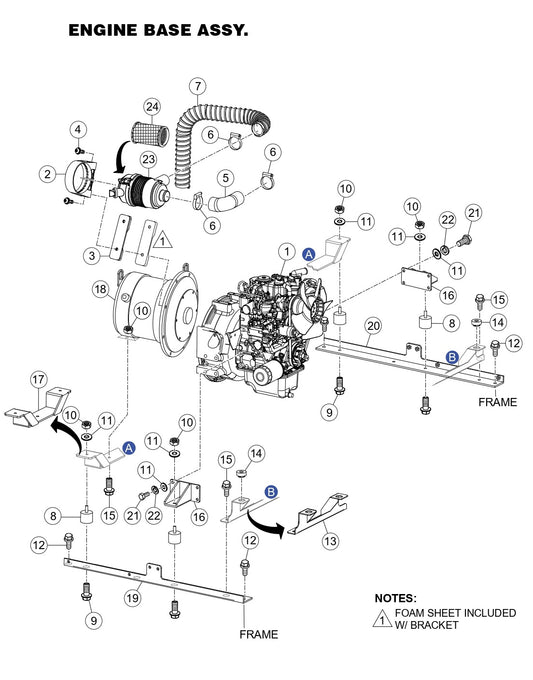 GBX12SK,GBX24BK GloBug Lighting System Engine Base Assembly Parts by Multiquip