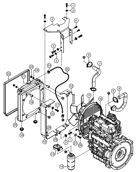AAAA RX1575- Engine Cooler  Assembly Parts By Multiquip