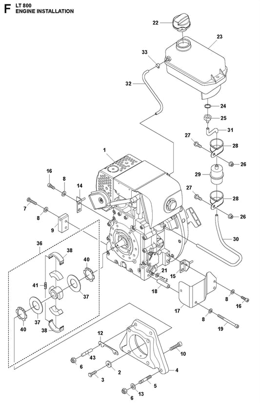 Engine Installation Parts For LT 800 Jumping Jack Rammer By Husqvarna