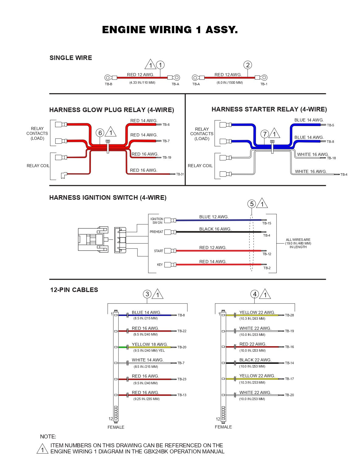 GBX12SK and GBX24BK GloBug Lighting System Engine Wiring 1 Assembly Part by Multiquip