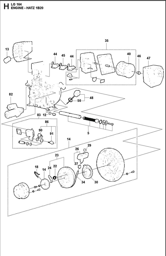 Engine  - Hatz 1B20 Parts For LG 164 Diesel By Husqvarna