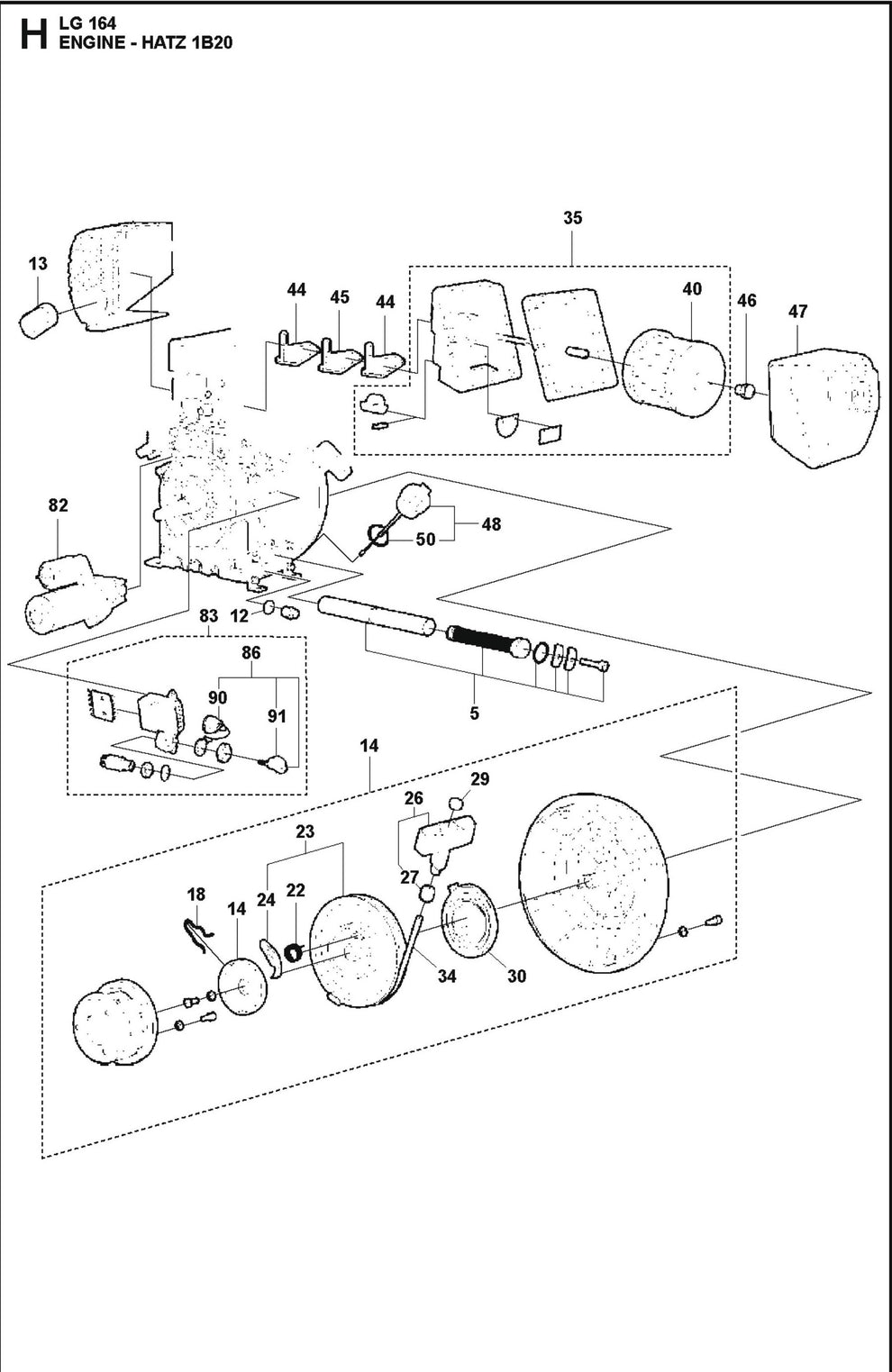 Engine  - Hatz 1B20 Parts For LG 164 Diesel By Husqvarna