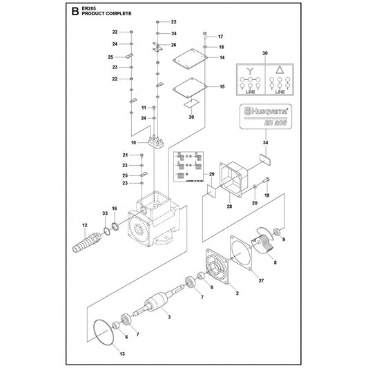 Product Complete Parts For ER 105, ER 205, ER 305, ER 405, ER 605, ER 705 By Husqvarna