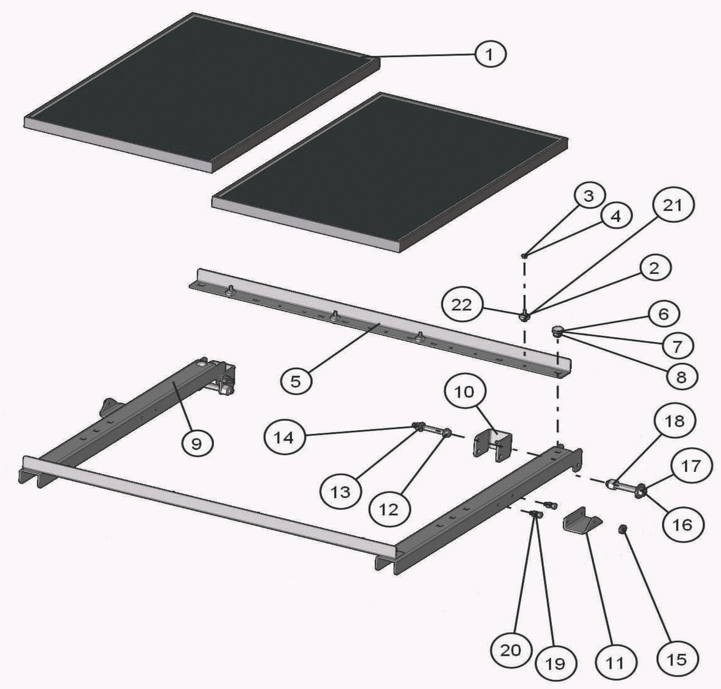 Eclipse AB 2220 SE Arrow Board - Double Solar Panel Adjustment Mount (Option) Assembly Parts By Allmand