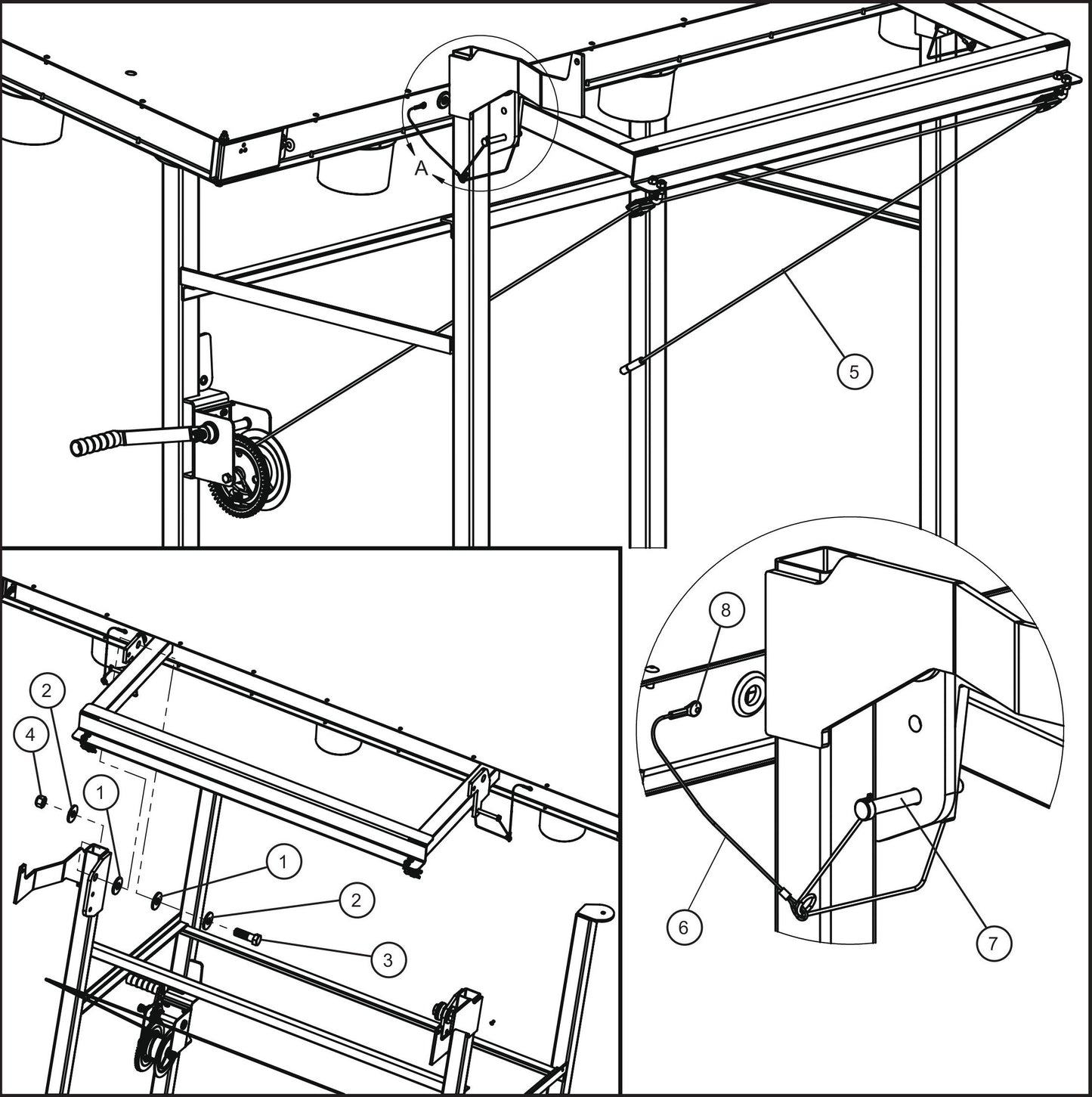 Eclipse AB 2400 SE Arrow Board-Winch Cable and Sign Board Install Group Assembly Parts By Allmand