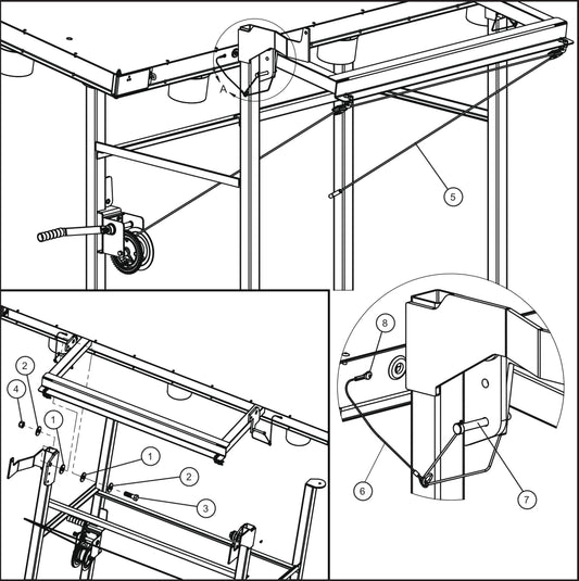 Eclipse AB 2400 SE Arrow Board-Winch Cable and Sign Board Install Group Assembly Parts By Allmand