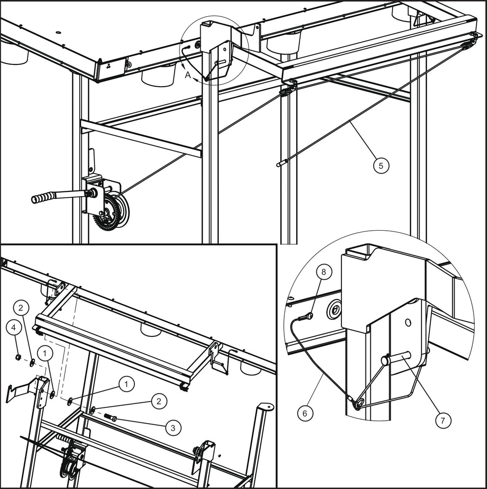 Eclipse AB 2400 SE Arrow Board-Winch Cable and Sign Board Install Group Assembly Parts By Allmand