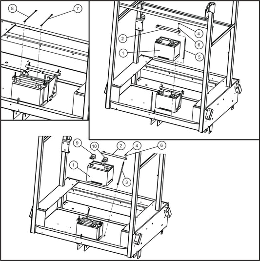 Eclipse AB 2400 SE Arrow Board-Double AGM Battery Assembly Parts By Allmand