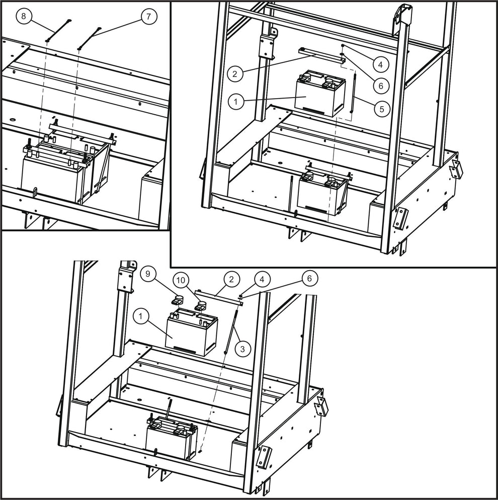 Eclipse AB 2400 SE Arrow Board-Double AGM Battery Assembly Parts By Allmand
