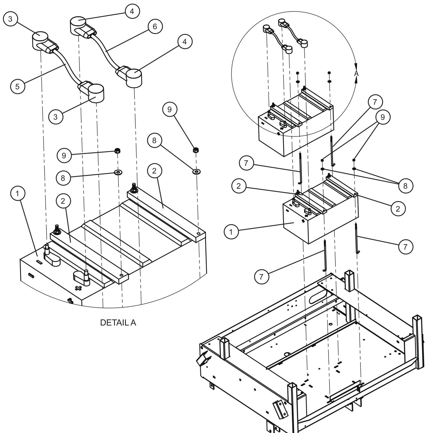 Eclipse AB 2400 SE Arrow Board-Double 8D Battery Assembly Parts By Allmand