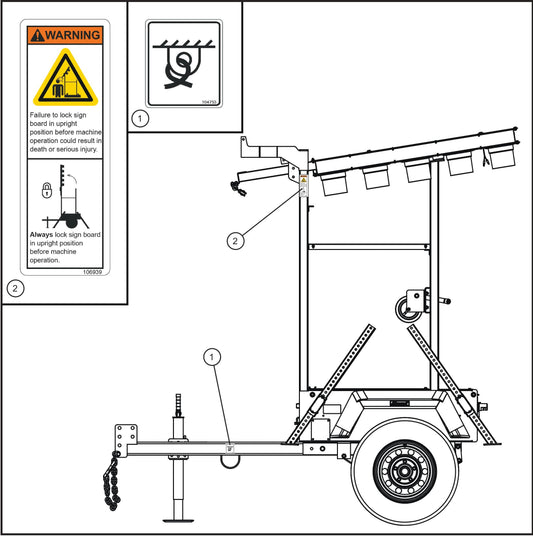 Eclipse AB 2400 SE Arrow Board-Left Side Decals Assembly Parts By Allmand
