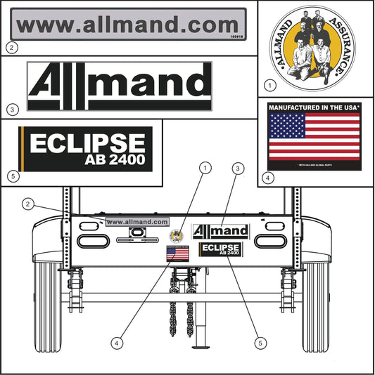 Eclipse AB 2400 SE Arrow Board-Rear Side Decals Assembly Parts By Allmand