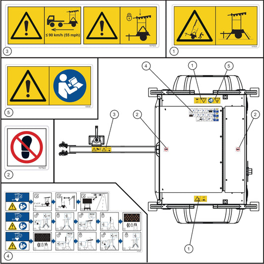 Eclipse AB 2400 SE Arrow Board-Wordless Top Side Decals Assembly Parts By Allmand