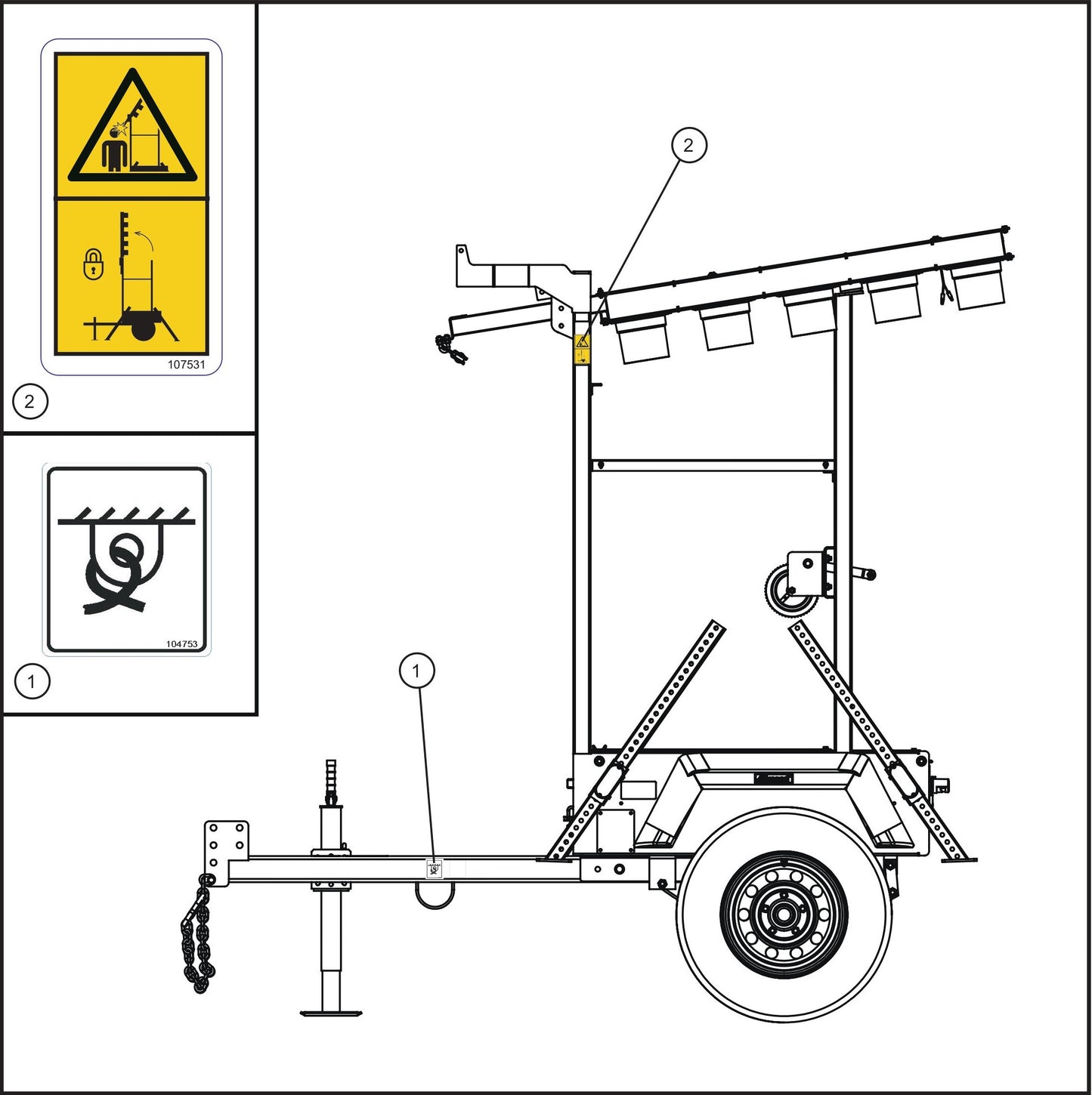 Eclipse AB 2400 SE Arrow Board-Wordless Left Side Decals Assembly Parts By Allmand