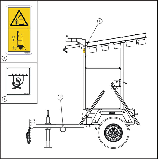 Eclipse AB 2400 SE Arrow Board-Wordless Left Side Decals Assembly Parts By Allmand