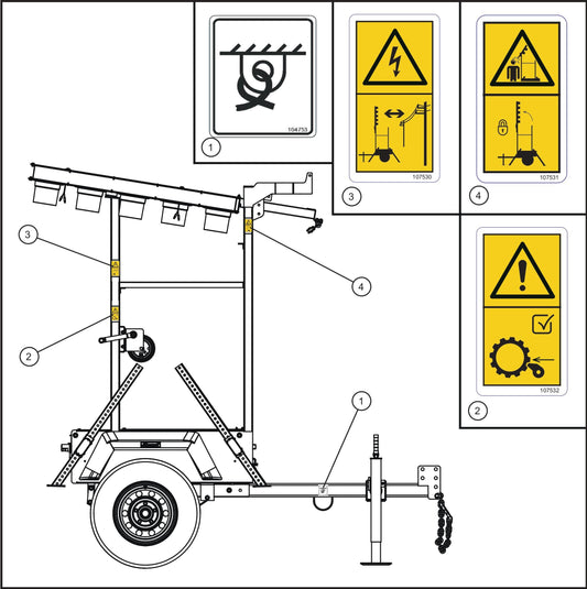 Eclipse AB 2400 SE Arrow Board-Wordless Right Side Decals Assembly Parts By Allmand