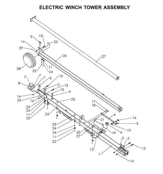 Maxi-Lite Laydown 15-20KW-Electric Winch Tower Assembly Parts By Allmand