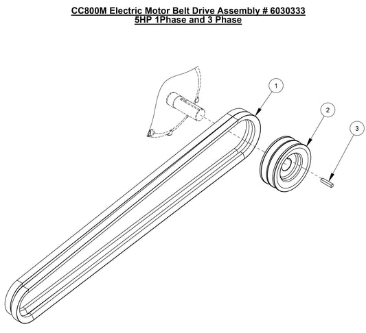 CC800M Electric Motor Belt Drive Assembly 5HP 1Phase and 3 Phase