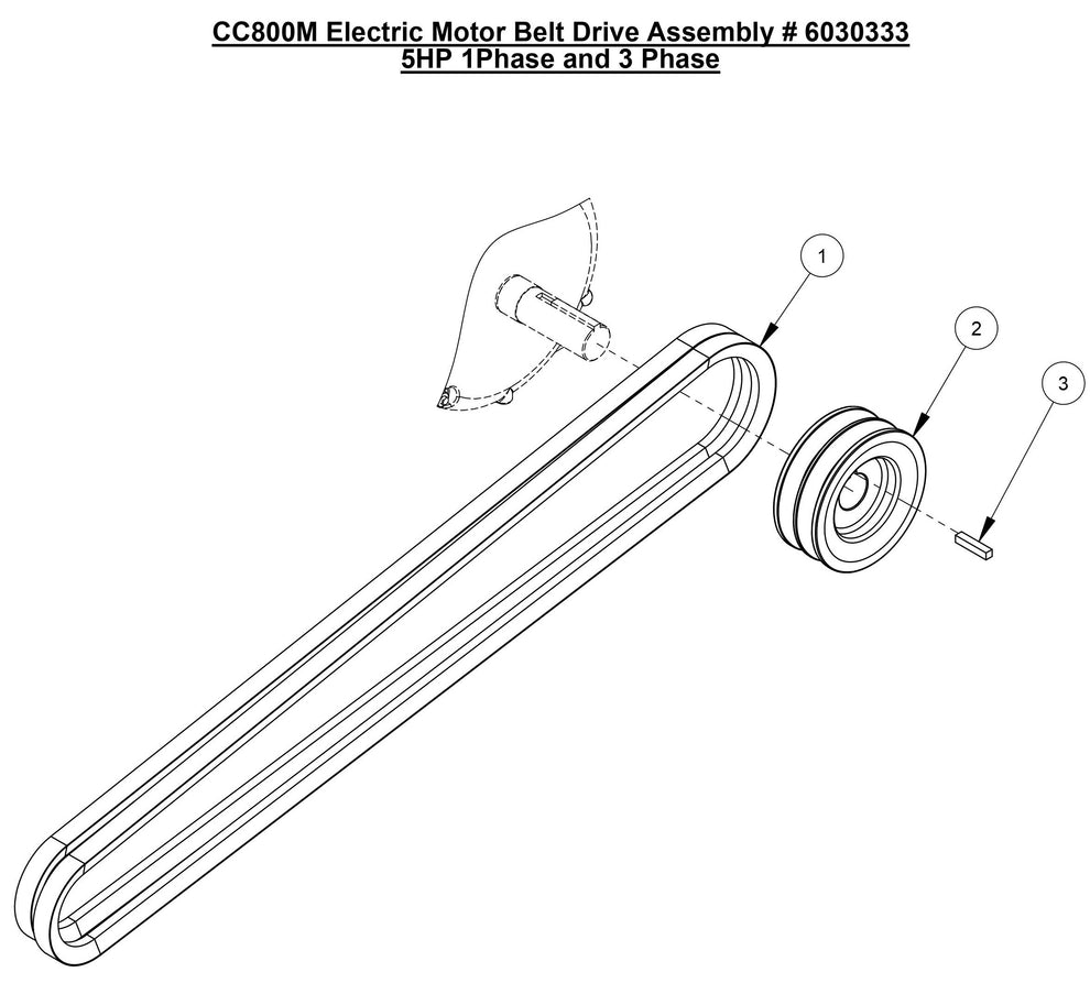 CC800M Electric Motor Belt Drive Assembly 5HP 1Phase and 3 Phase