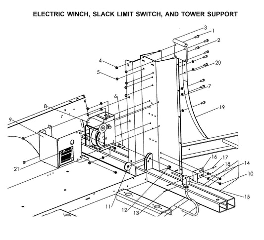 Maxi-Lite Laydown 15-20KW-Electric Winch,Slack Limit Switch and Tower Support Parts By Allmand