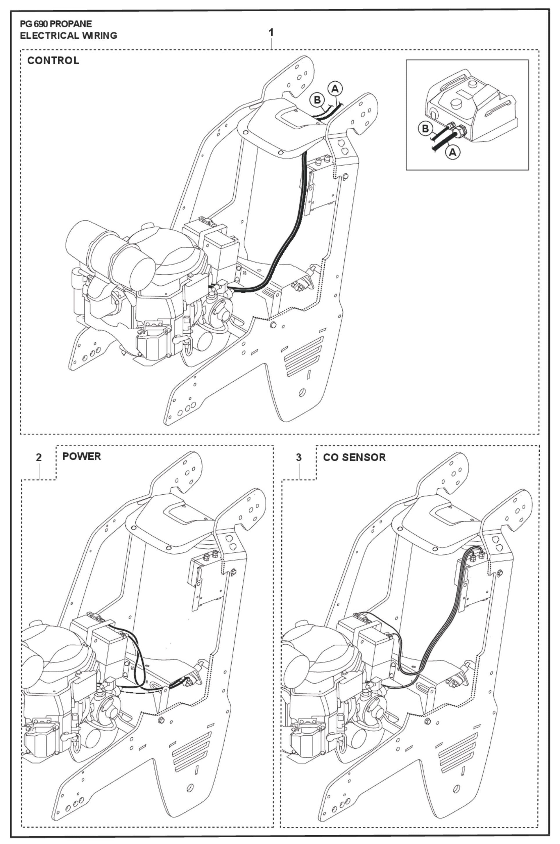 Electrical Wiring-Control, Power, Co-Sensor Parts For PG 830 P By Husqvarna