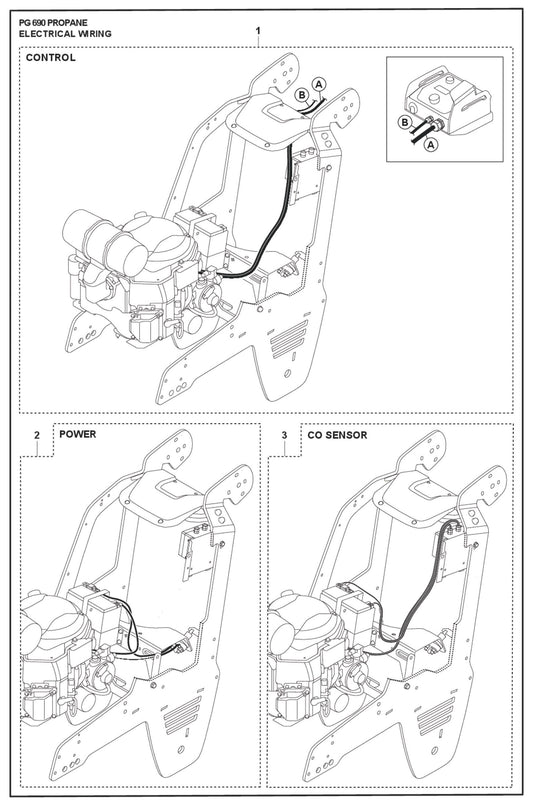 Electrical Wiring-Control, Power, Co-Sensor Parts For PG 830 P By Husqvarna