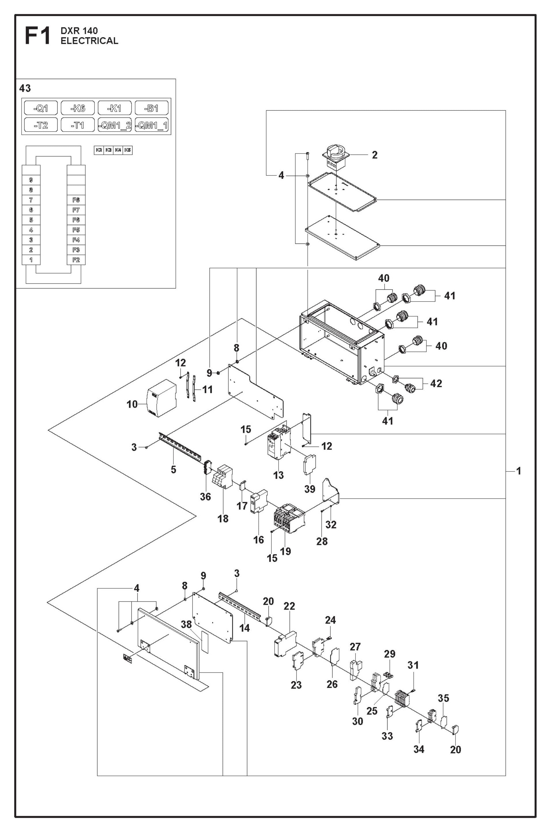 Electrical fig 1 Parts for DXR 140 By Husqvarna