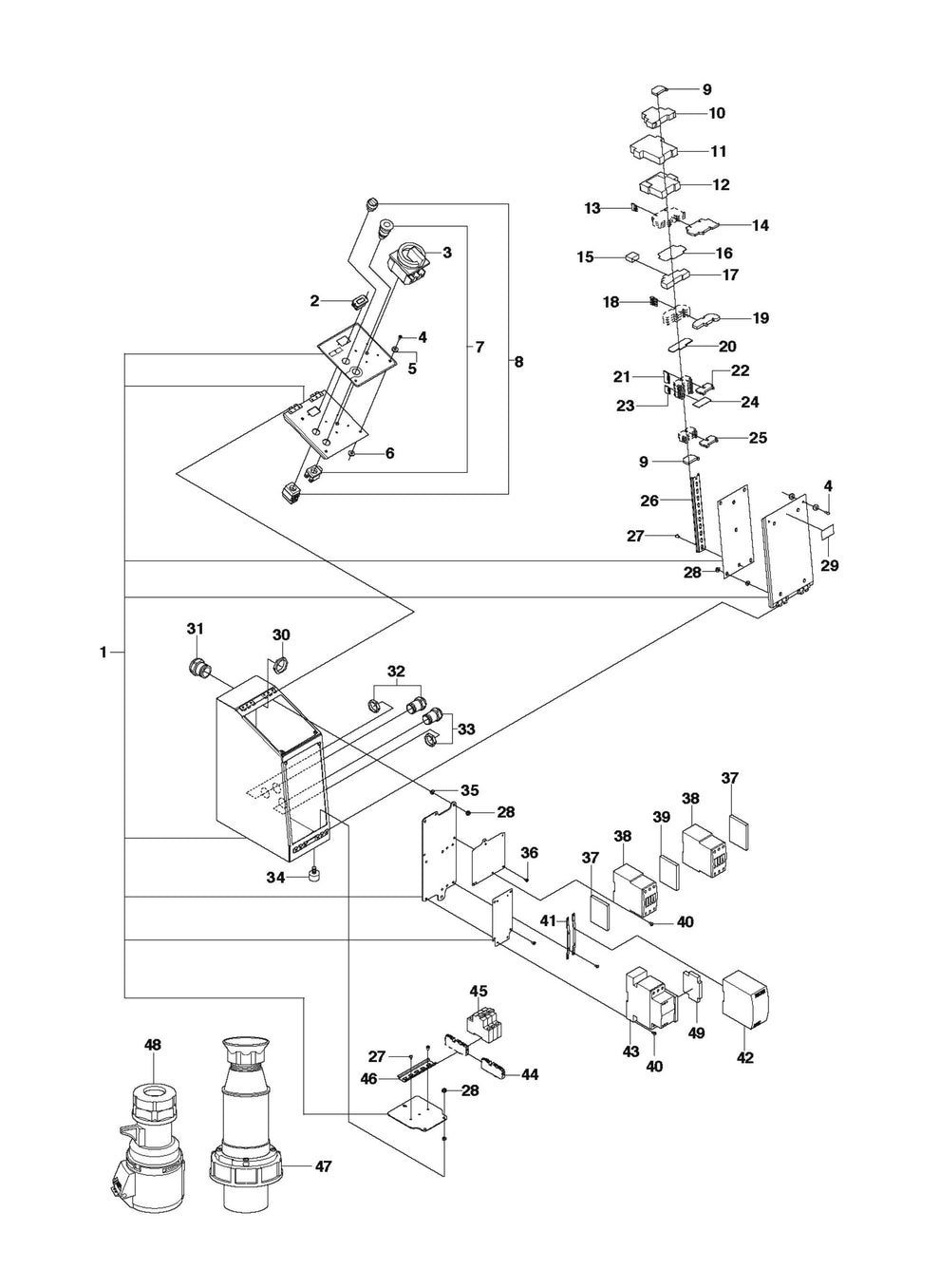 Electrical fig 1 Parts for DXR 310 By Husqvarna