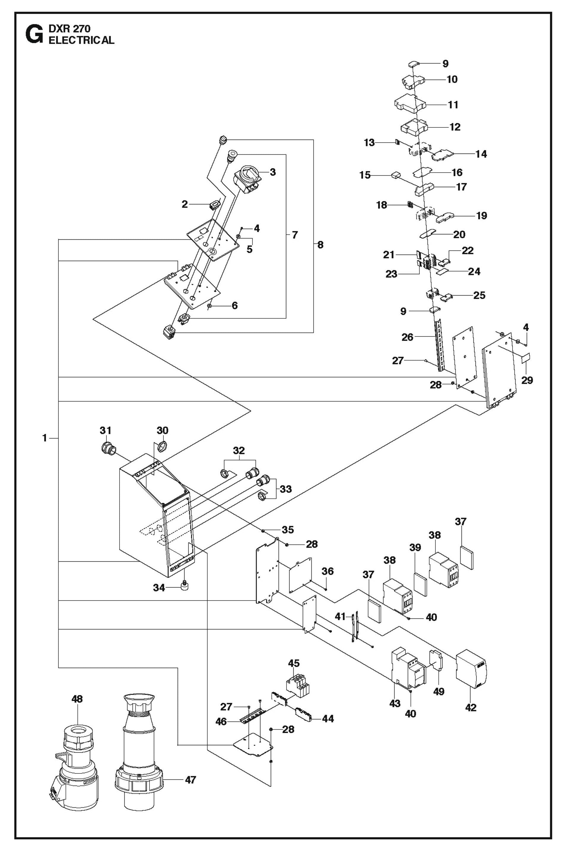 Electrical fig 1 Parts for DXR 270 By Husqvarna