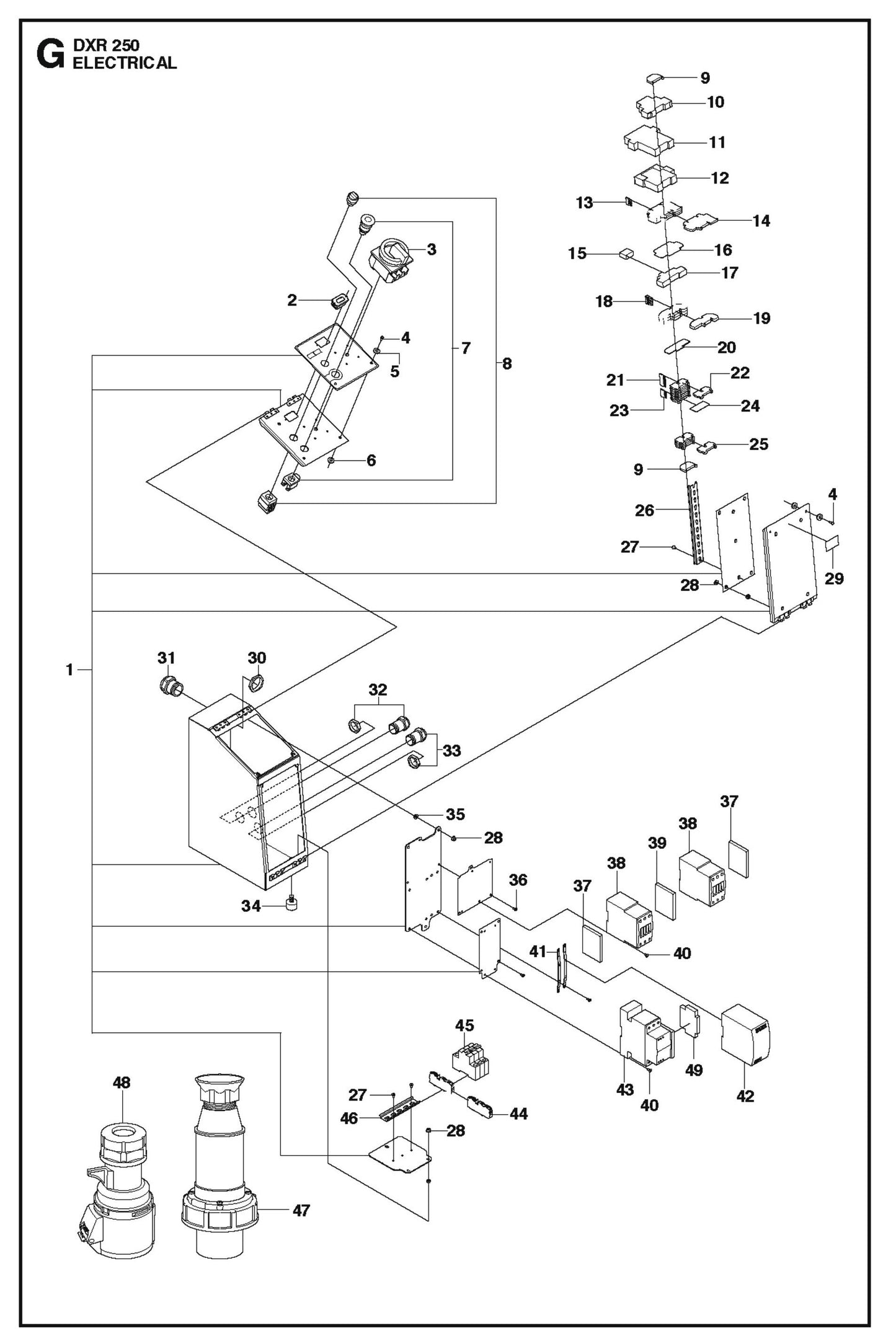 Electrical fig 2 Parts for DXR 250 By Husqvarna