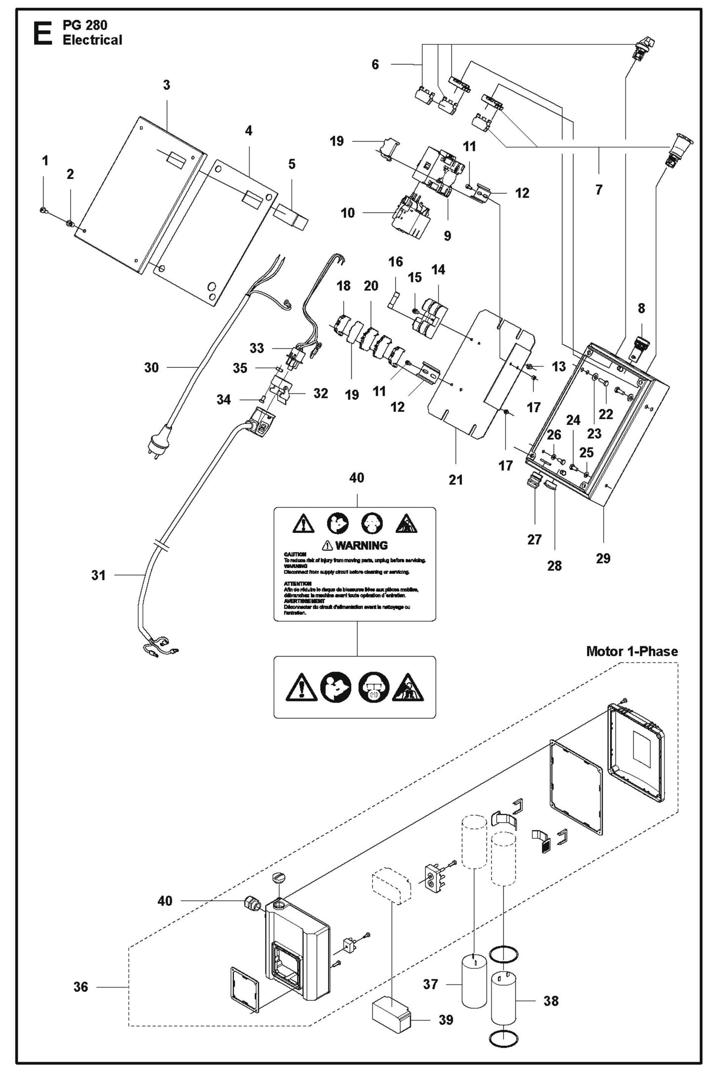 Electrical Parts For PG 280 v.4 By Husqvarna
